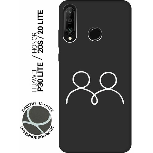 Soft Touch силиконовый чехол на Honor 20 Lite, 20s, Huawei P30 Lite, Хуавей П30 Лайт, Хонор 20 Лайт, 20s с 3D принтом Couple Lines W черный матовый soft touch силиконовый чехол на honor 10x lite хонор 10х лайт с 3d принтом couple lines w черный