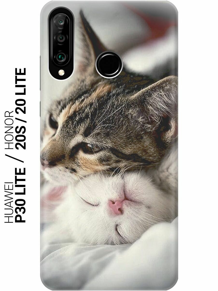 Силиконовый чехол на Honor 20 Lite / 20s / Huawei P30 Lite / Хуавей П30 Лайт / Хонор 20 Лайт / 20s с принтом "Милые котики"