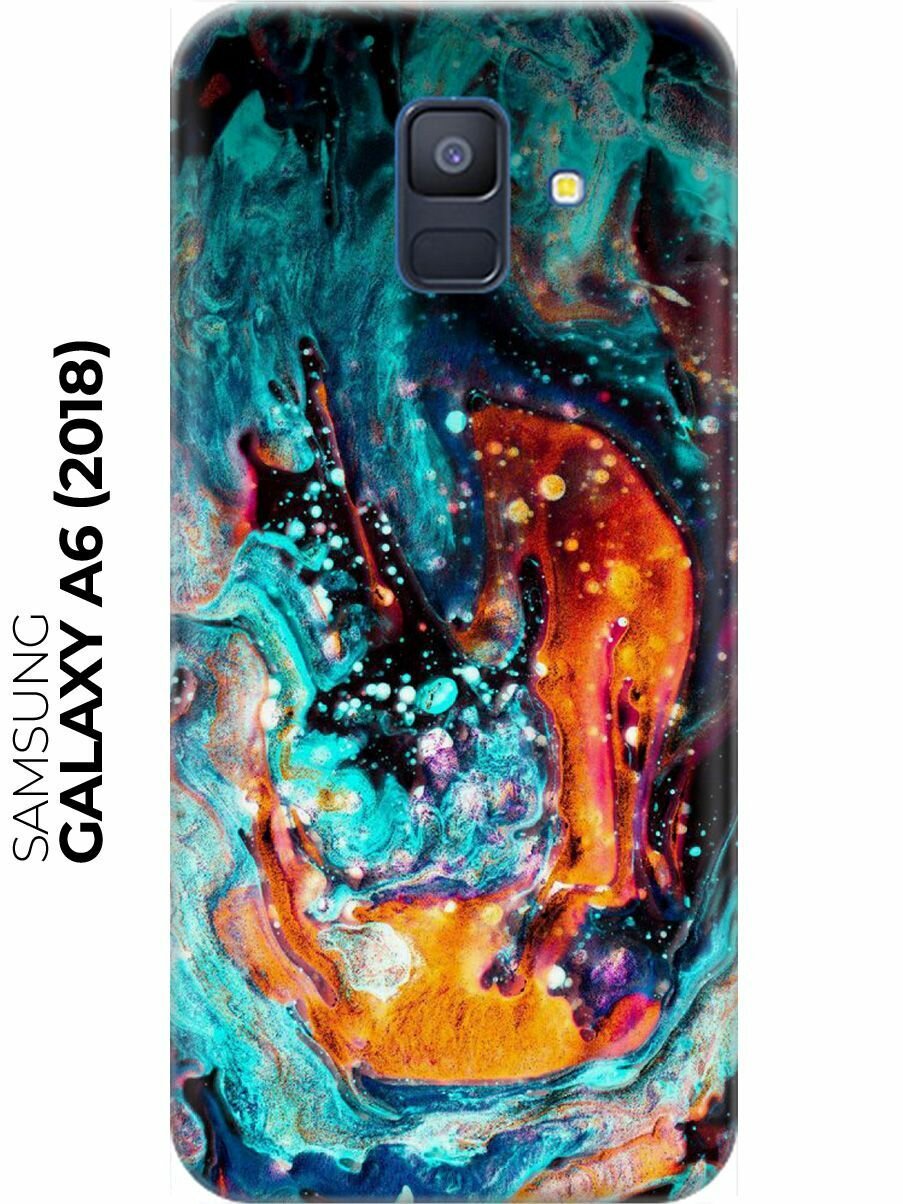 RE: PA Накладка Transparent для Samsung Galaxy A6 (2018) с принтом "Черно-голубые краски"
