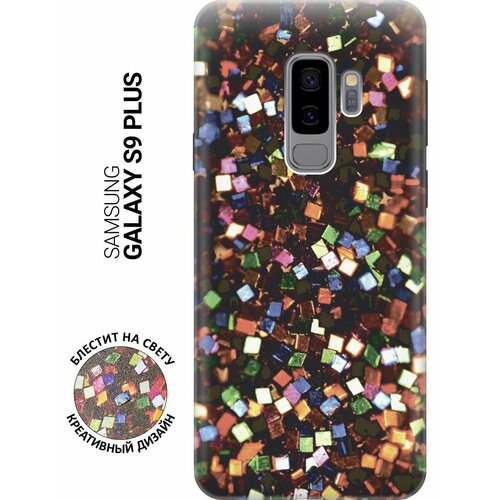 силиконовый чехол на samsung galaxy s9 самсунг с9 плюс с эффектом блеска поцелуи Силиконовый чехол на Samsung Galaxy S9+, Самсунг С9 Плюс с эффектом блеска Разноцветные конфетти