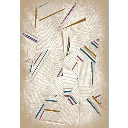 Ковер россия Ковер турецкий на пол в гостиную в спальню 156х230 см бежевый современный ворс 9 мм 381836