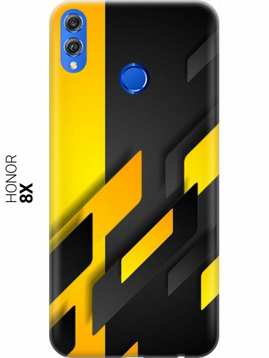 Ультратонкий силиконовый чехол-накладка для Honor 8X с принтом "Черно-желтая абстракция"