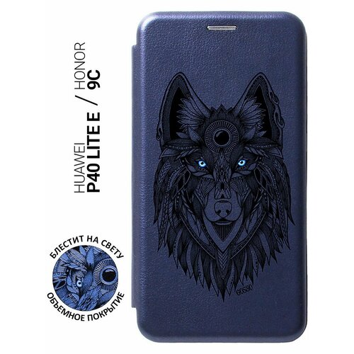 Чехол-книжка Book Art Jack для Huawei P40 Lite E, Honor 9C с принтом Grand Wolf синий ультратонкий силиконовый чехол накладка для huawei p40 lite с 3d принтом grand leo