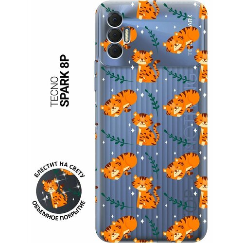 Силиконовый чехол на Tecno Spark 8P / Техно Спарк 8Р с 3D принтом Tigers прозрачный матовый чехол tigers pattern для tecno spark 8p техно спарк 8р с 3d эффектом бирюзовый