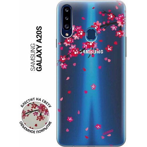 Ультратонкий силиконовый чехол-накладка Transparent для Samsung Galaxy A20s с 3D принтом Sakura ультратонкий силиконовый чехол накладка transparent для samsung galaxy a20s с 3d принтом shaman cat