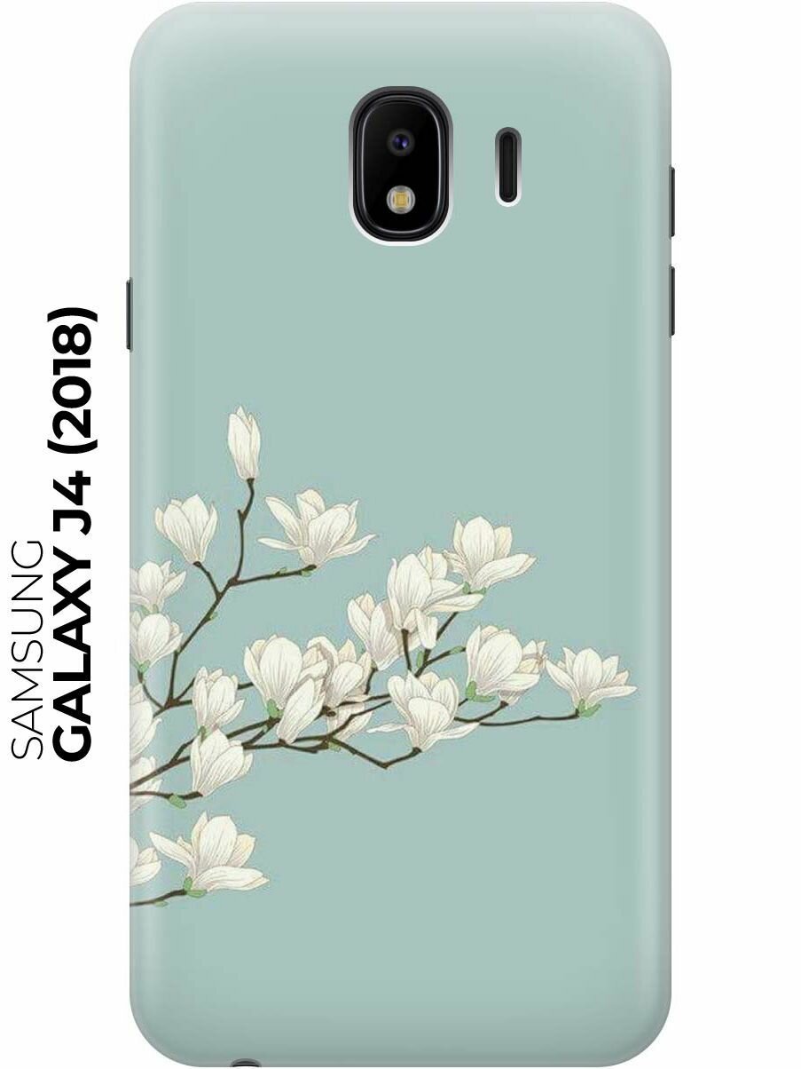 RE:PAЧехол - накладка ArtColor для Samsung Galaxy J4 (2018) с принтом "Сакура на голубом"