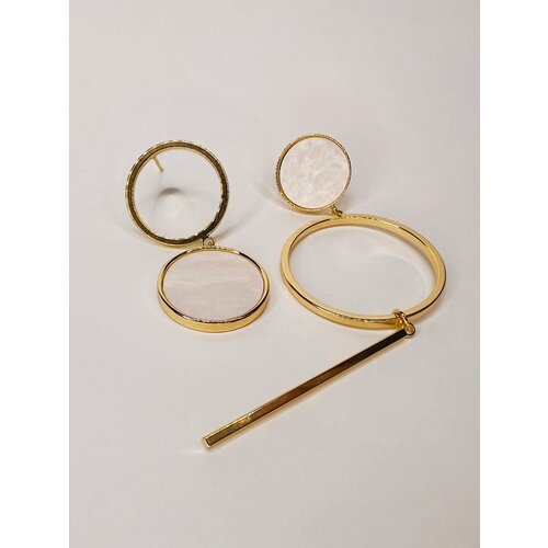 Серьги с подвесками, эмаль, размер 90 мм, белый/золотой