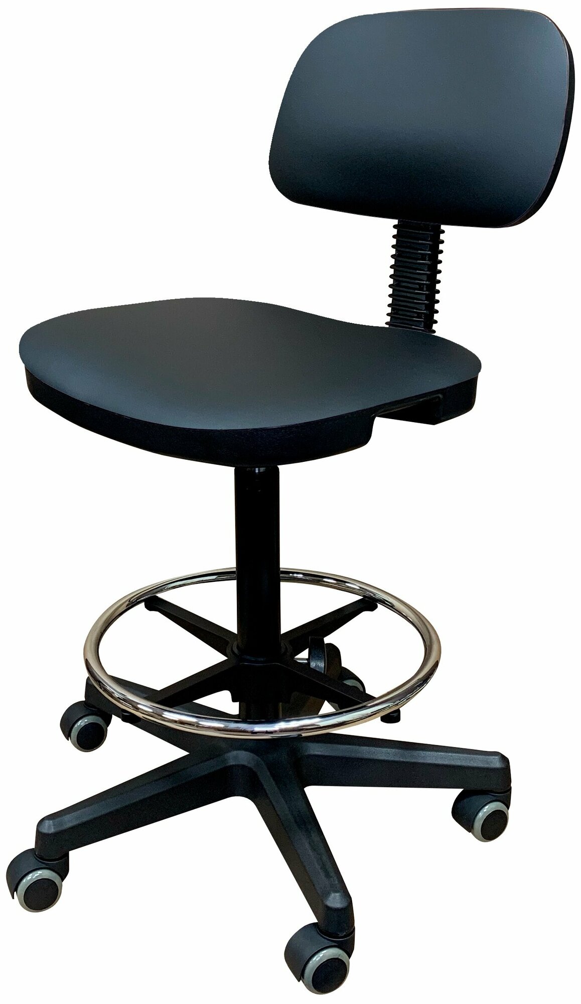 Высокий стул мастера Madeira L Extra со спинкой и с опорой для ног , черный