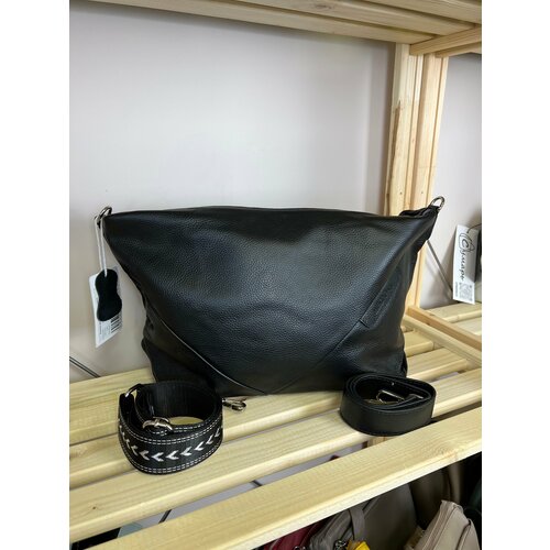 фото Сумка хобо no name, фактура зернистая, черный