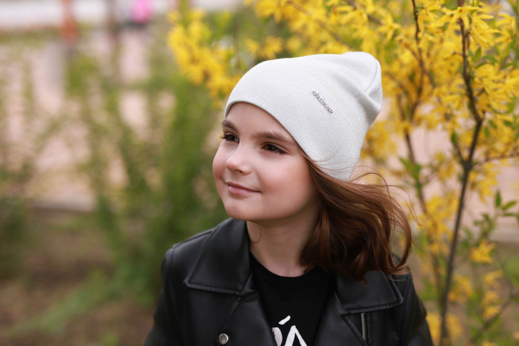 Шапка-бини Андерсен Весна-лето 2023 для девочек, размер 54-56, белый — фото 1