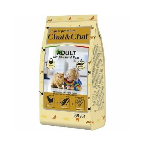 Chat&Chat сухой корм для взрослых кошек с курицей и горохом