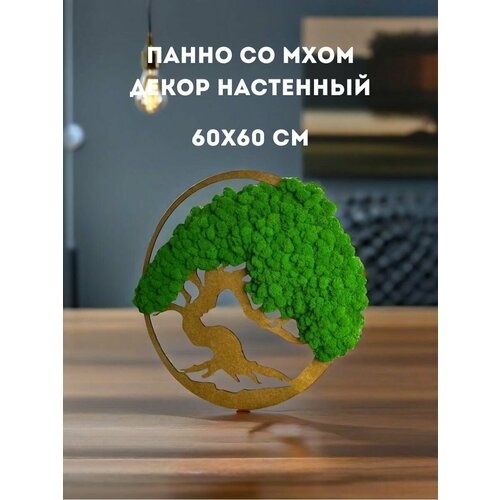 Панно с цветами со мхом натуральным для дома и дачи 60х60см