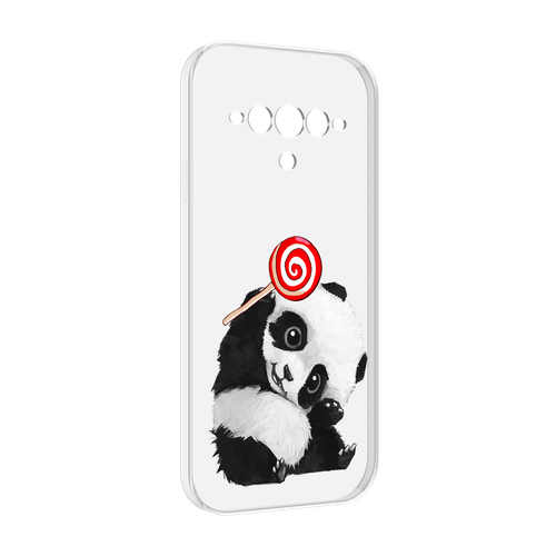 Чехол MyPads панда с леденцом для Doogee V30 задняя-панель-накладка-бампер