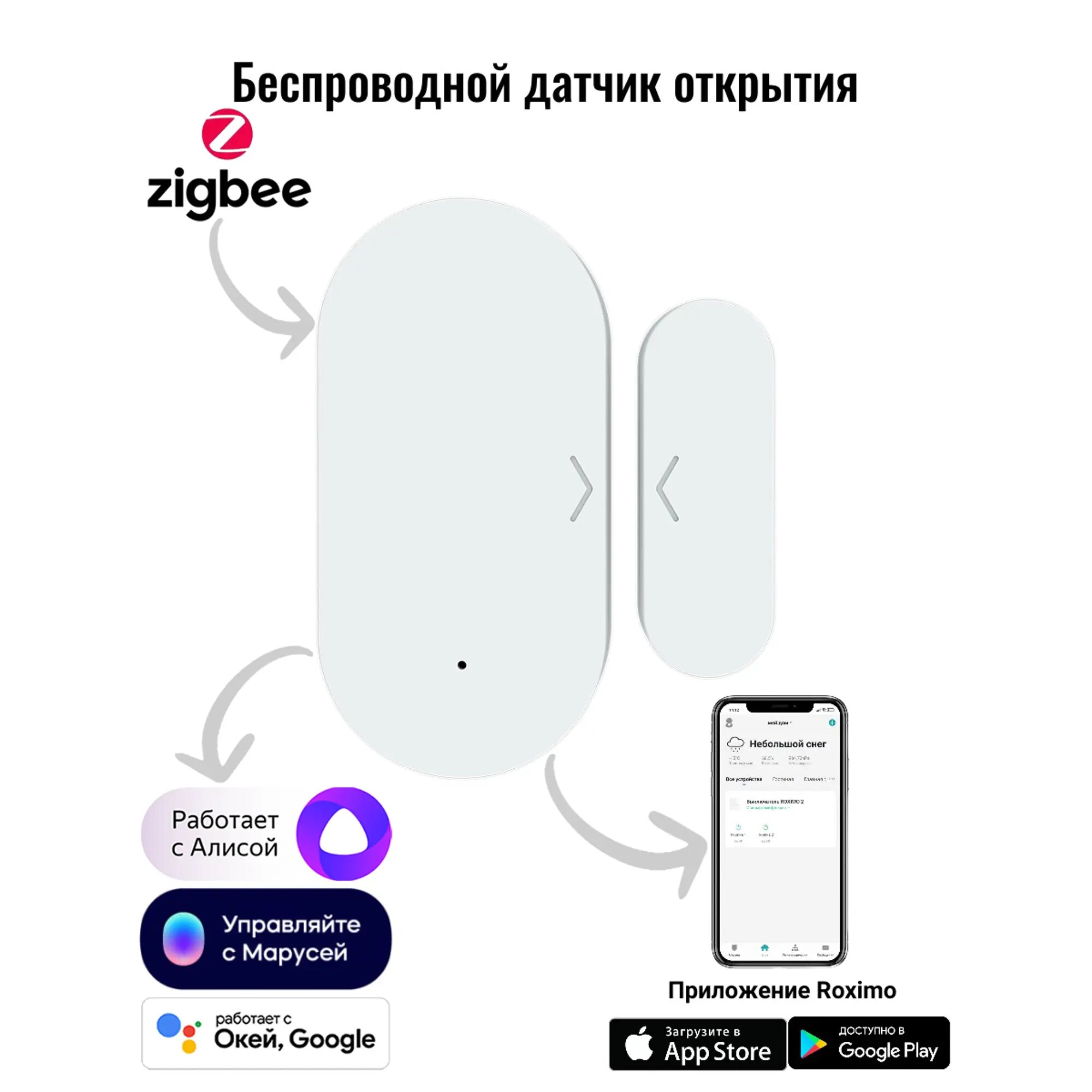 Умный Zigbee датчик открытия дверей и окон ROXIMO SZD08