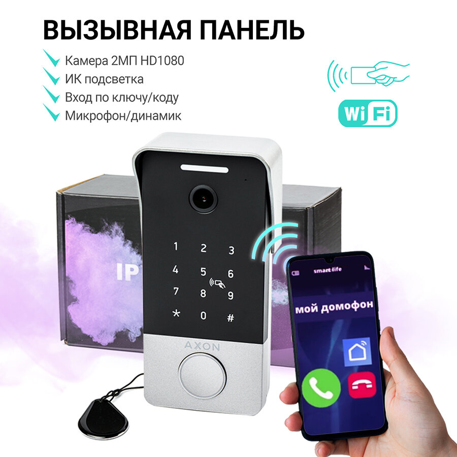 Вызывная панель IP Axon CP-5 WIFI TUYA/Smart Life (встроенный считыватель Mifare и кодонаборный доступ управление с телефона)