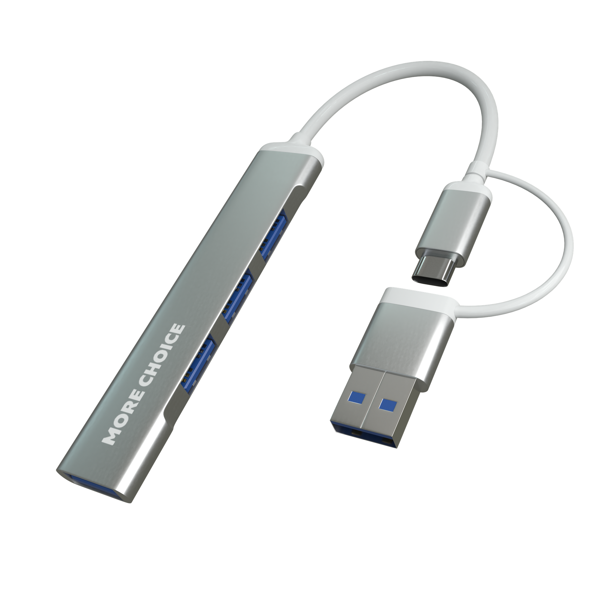 USB HUB 1USB 3.0+3USB 2.0 Type-C More choice HUB03 0,1м Silver