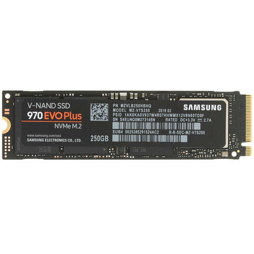 250 ГБ SSD M.2 накопитель Samsung 970 EVO Plus (MZ-V7S250BW) - PCI-E 3. x x4, чтение - 3500 Мбайт/сек, запись - 2300 Мбайт/сек, NVM Express