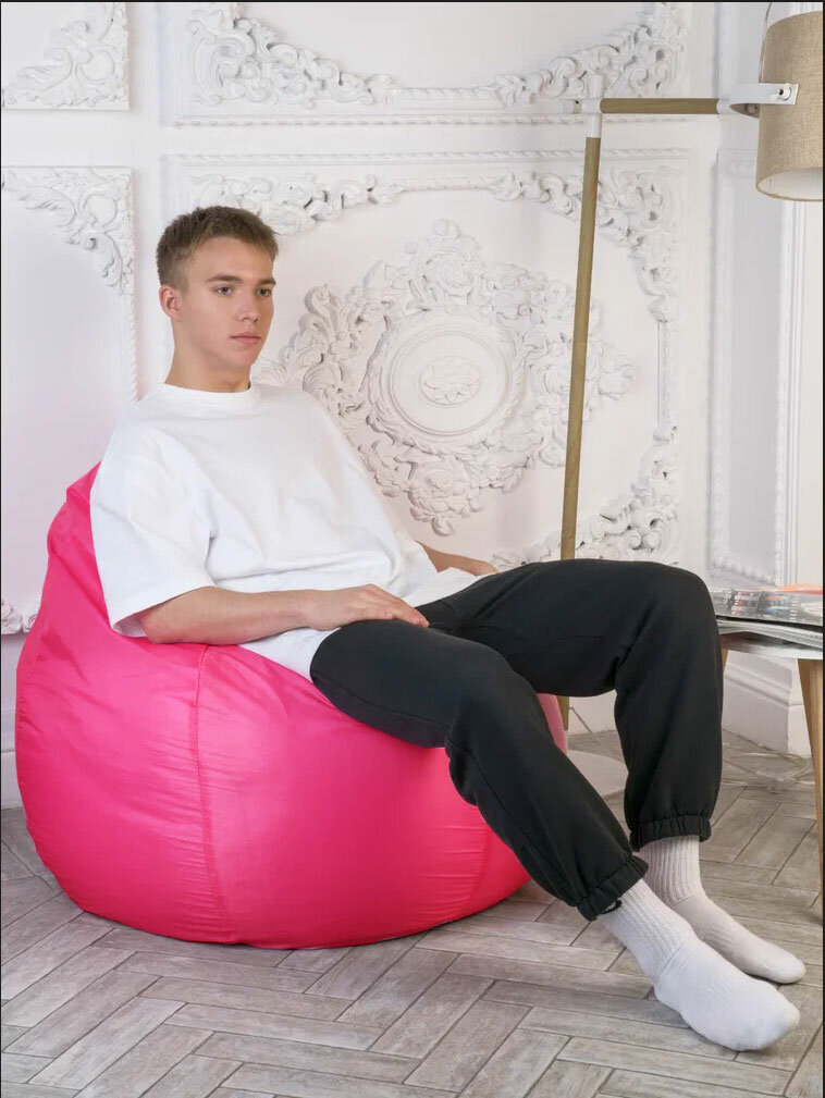 Кресло-мешок, Бескаркасный пуф груша, Ibag, Оксфорд, Размер XXL, цвет "venedic 145 розовый" - фотография № 5