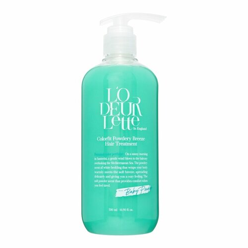 L'ODEURLETTE IN ENGLAND COLORFIT POWDERY BREEZE HAIR TREATMENT Парфюмированная маска для волос c ароматом бергамота и детской присыпки 500мл