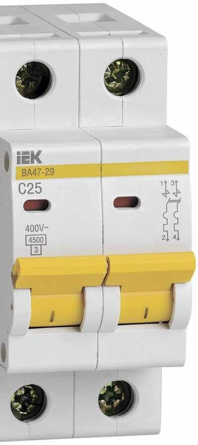фото Выключатель автоматический двухполюсный 25А C ВА47-29 C 4.5кА