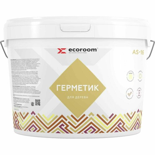ECOROOM Герметик акриловый AS-16 для дерева, тик, 3 кг. 225-1-3/тик