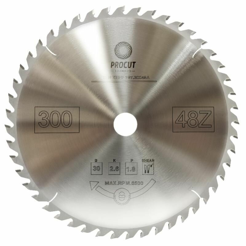 Пильный диск 300x30x2,6/1,8 Z=48 ATB продольный/поперечный рез по древесине PROCUT 797.3003048A