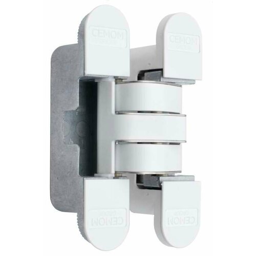 Петля дверная скрытая универсальная, 3D, 120x27 мм, 60 кг, белый мат, с 4 пласт. колпачками