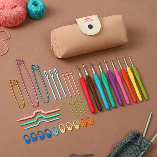 набор для вязания 35 предметов в пенале 20 х 10 5 х 4 см цвет розовый Набор для вязания, 35 предметов, в пенале, 20 × 10,5 × 4 см, цвет розовый