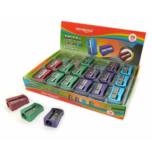 Точилка KEYROAD KR971865 Металлическая, 3см, скошенная, цвета ассорти, в к/кор (36/144/576)