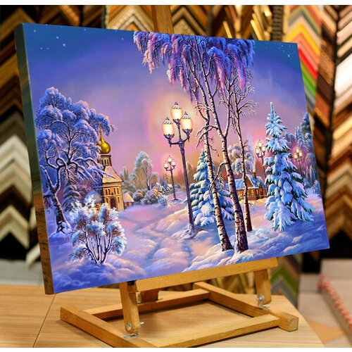 Алмазная мозаика на деревянном подрамнике 33х43 см