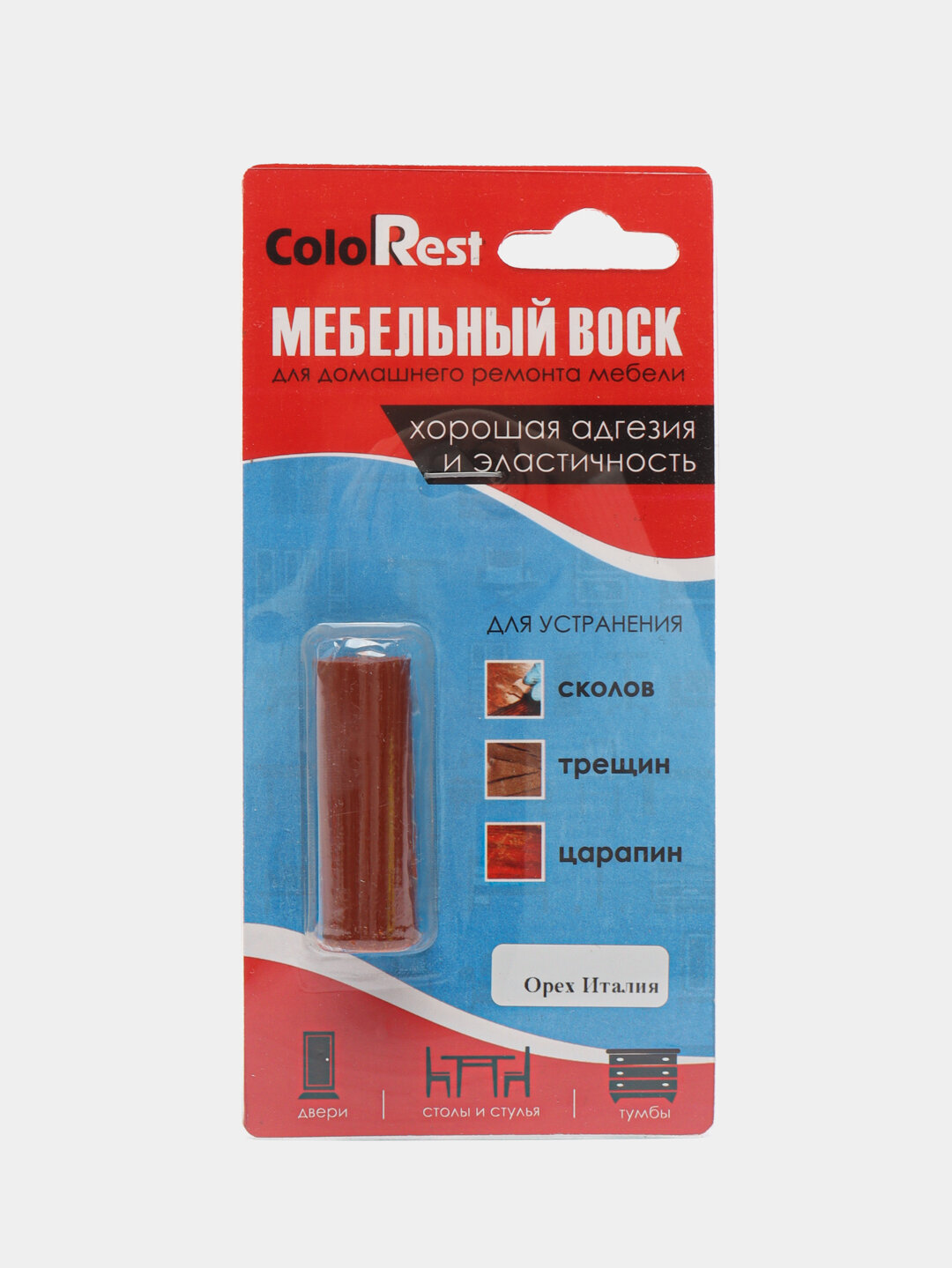 Мебельный воск мягкий для ремонта и реставрации мебели, дверей, ColoRest, 10 г, Орех Италия