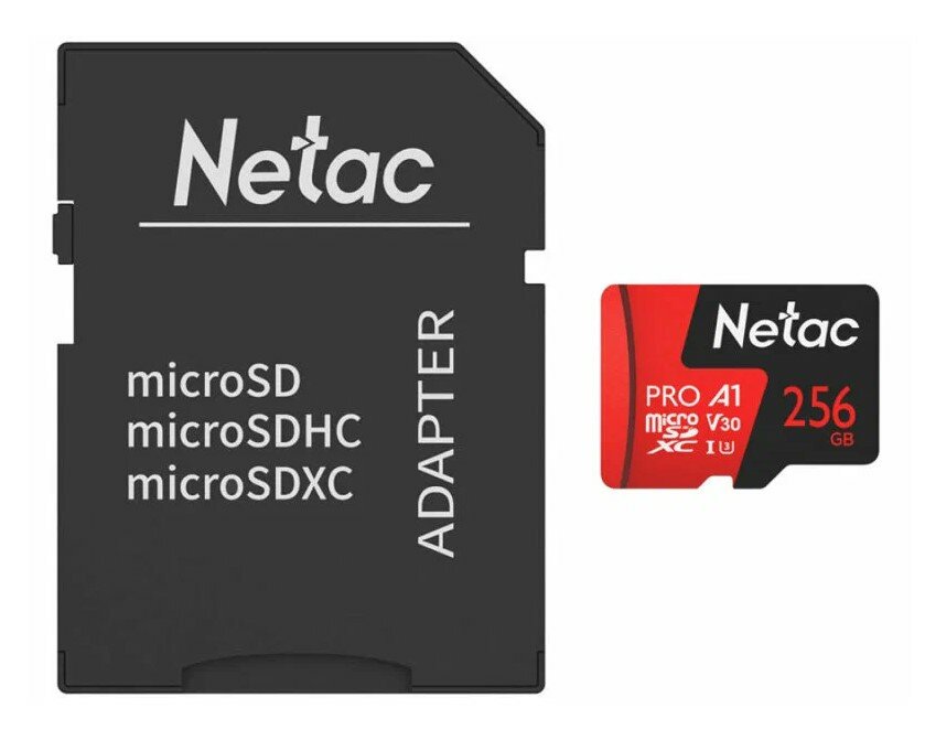 Карта памяти Netac microSD P500 Pro 256 ГБ UHS-I U3 NT02P500PRO-256G-R