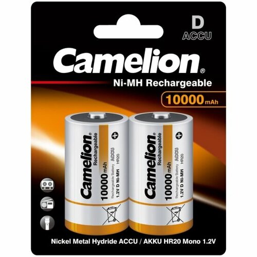 Аккумулятор Camelion D LR20 10000 mAh (уп 2 шт) батарейки camelion lr20 bl 2 12 шт