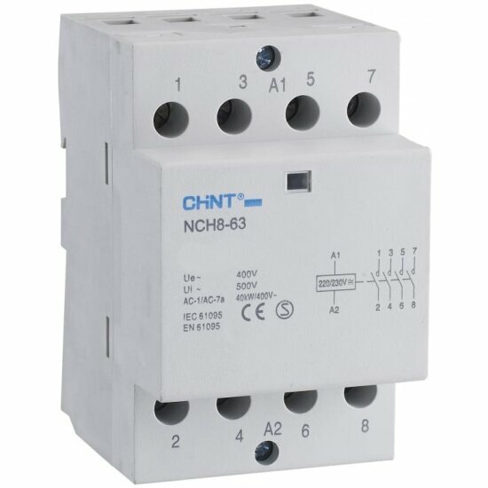 Контактор модульный Chint NCH8-20/22 20А 2НЗ+2НО AC 220/230В 50Гц (R), 256087