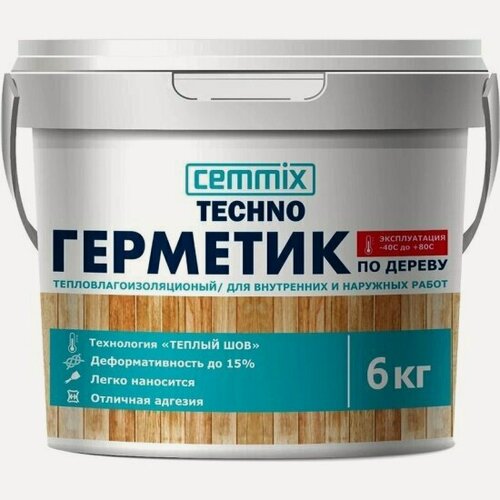 Изображение товара Герметик акриловый для дерева Cemmix Теплый шов, 6 кг, дуб