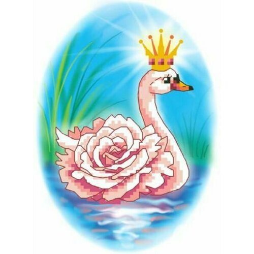 Набор для вышивания крестом Искусница Лебедь - роза, с нанесенным рисунком, 16*20см