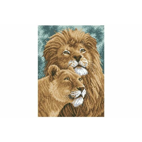 фото Набор для вышивания крестом искусница лев и львица, 18*24,5см