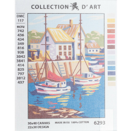 Канва с рисунком COLLECTION D*ART Рыбацкий поселок, 22*30см, 1шт