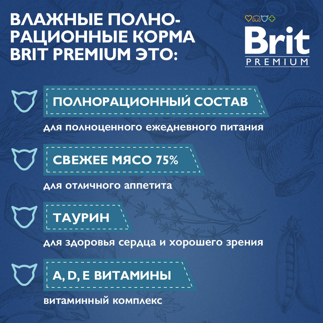 Влажный корм для кошек Brit Premium Перепелка в желе 85 г - фотография № 10