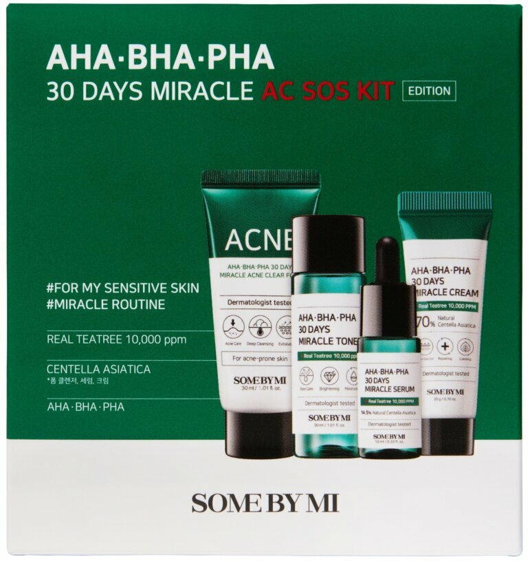 Some By Mi Набор миниатюр с кислотами для проблемной кожи AC SOS AHA-BHA-PHA 30 Days Miracle AC SOS Kit