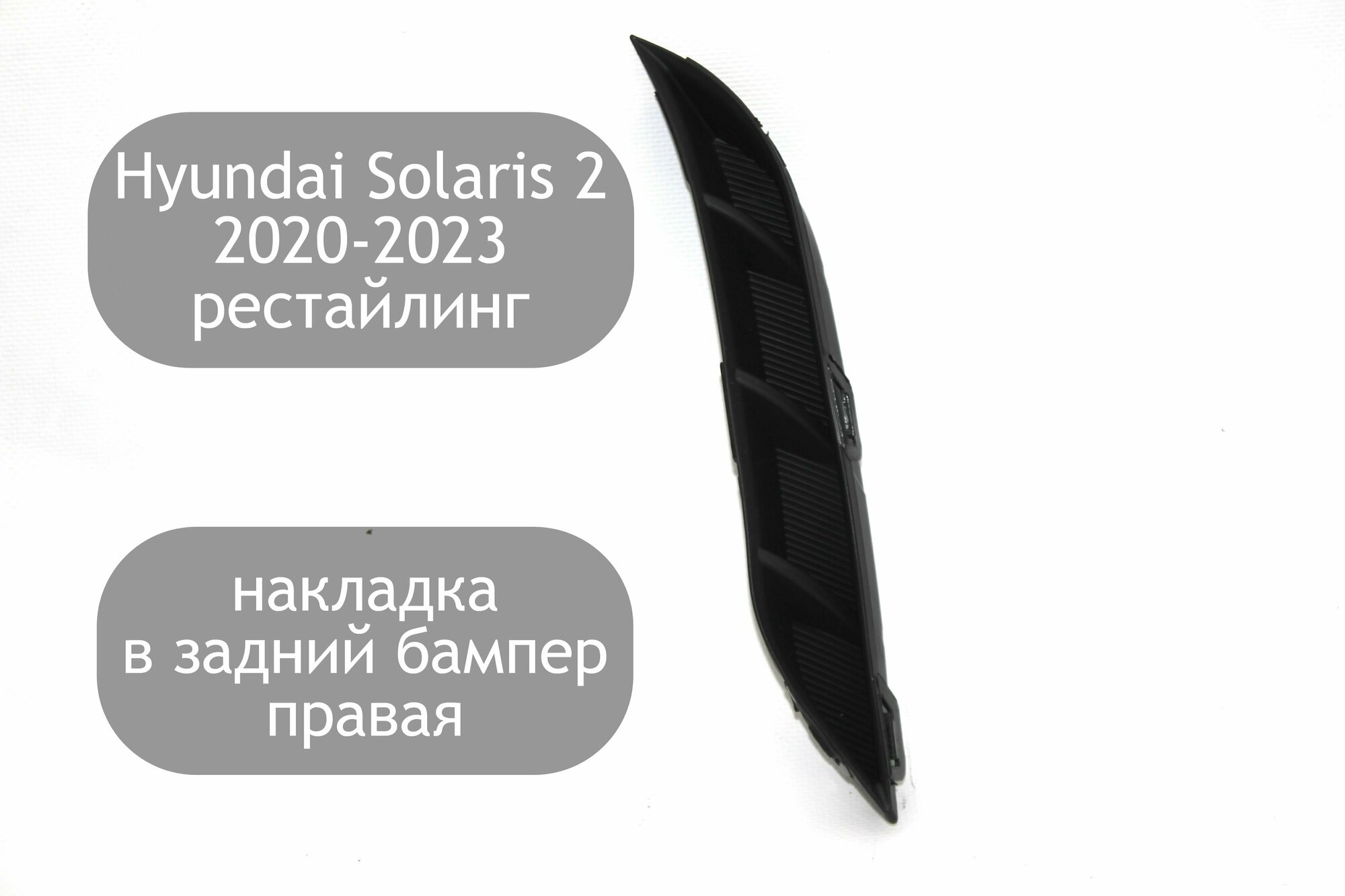 Накладка в задний бампер правая для Hyundai Solaris 2 2020-2023 (рестайлинг) заглушка в задний бампер