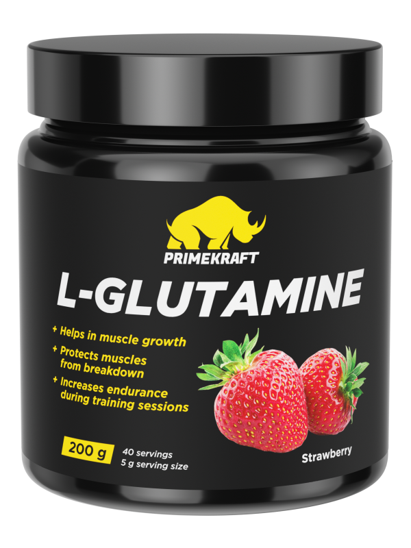 Prime Kraft L-Glutamine, L-Глютамин 200 грамм, Клубника