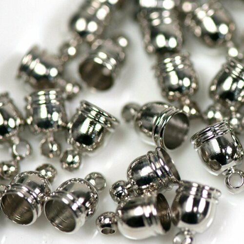 Зажим-концевик для шнура 20 шт. латунь, цвет платина, размер 9х6 мм, для изготовления браслетов, ожерелий