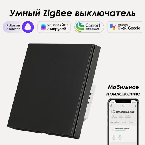 Изображение товара Умный Zigbee выключатель ROXIMO, однокнопочный, черный, SZBTN01-1B