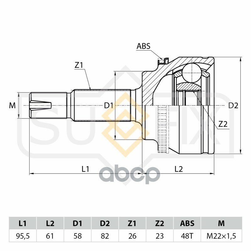 ШРУС наружный | перед прав/лев | SUFIX арт. ST1112 — фото 1