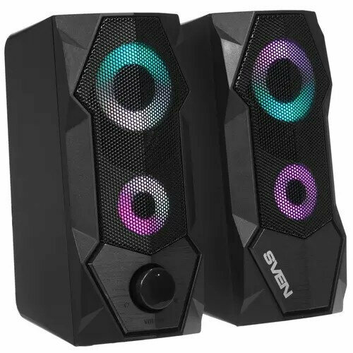 Компьютерная акустика 2.0 Sven 410 SV-020941 2*3 Вт(RMS), 100 Гц-20 КГц, USB, подсветка, чёрная колонки 1 0 2 колонки sven sven 255 черный