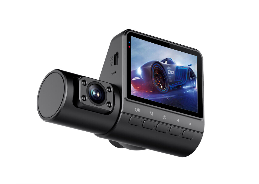 Автомобильный видеорегистратор Full HD 1080P c тремя камерами / Датчик удара G-sensor / IPS дисплей / Камера заднего вида для парковки