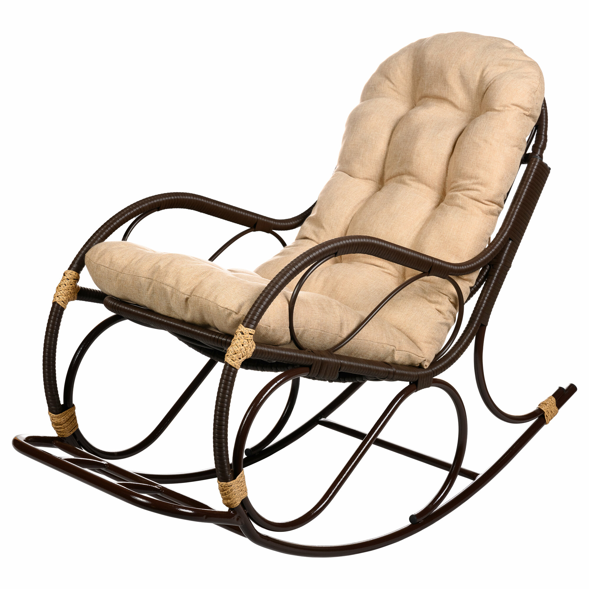 Кресло-качалка с подножкой из искусственного ротанга (Орех)