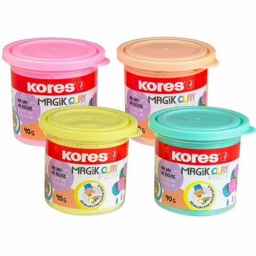 Тесто для лепки Kores Magik Clay Pastel 4 цвета 160 г 1536762, 1536762