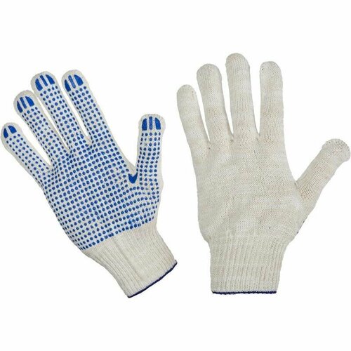 Перчатки защитные хлопковые эконом, с ПВХ покрытием, белые (точка, 5 нитей, 10 класс, универсальный размер, 300 пар) белые хлопковые перчатки легкие рабочие перчатки для осмотра защитные перчатки высокого качества 1 6 12 пар